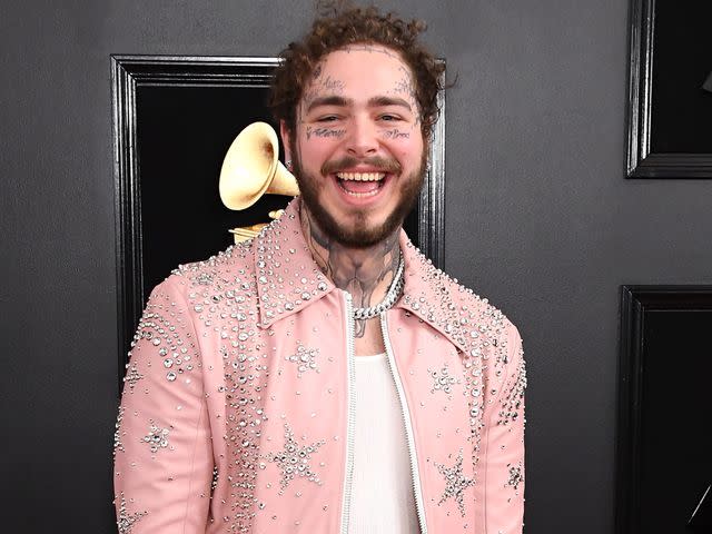 <p>Steve Granitz/WireImage</p> Post Malone arrives at the 61st Annual GRAMMY Awards on February 10, 2019 in Los Angeles, California.