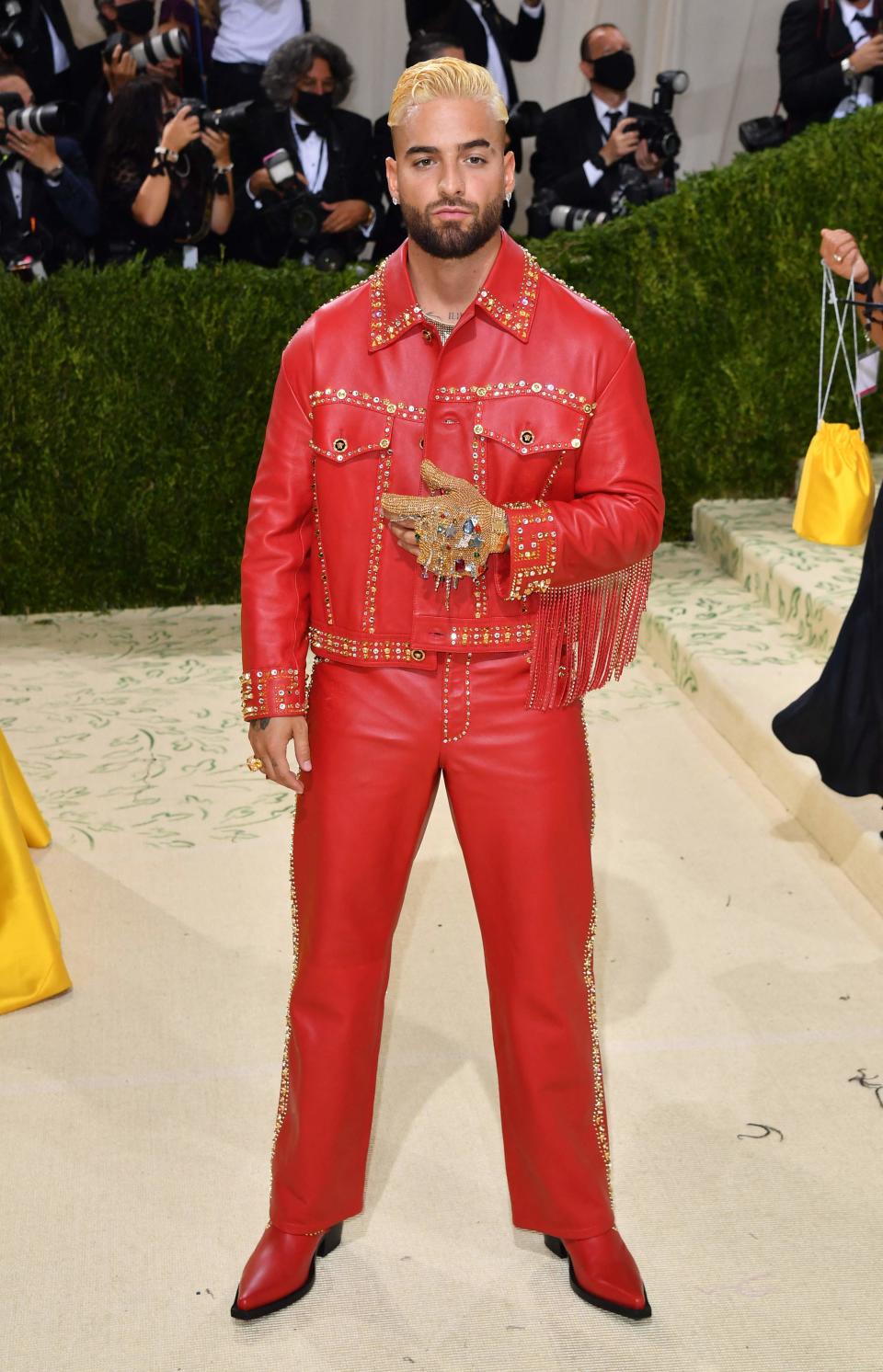 Colombian singer Maluma arrives for the 2021 Met Gala at the Metropolitan Museum of Art on Sept. 13, 2021, in New York.