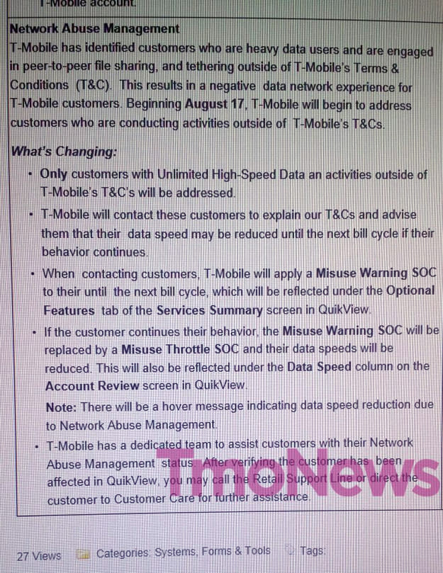 T-Mobile has plans to throttle some users with unlimited data plans