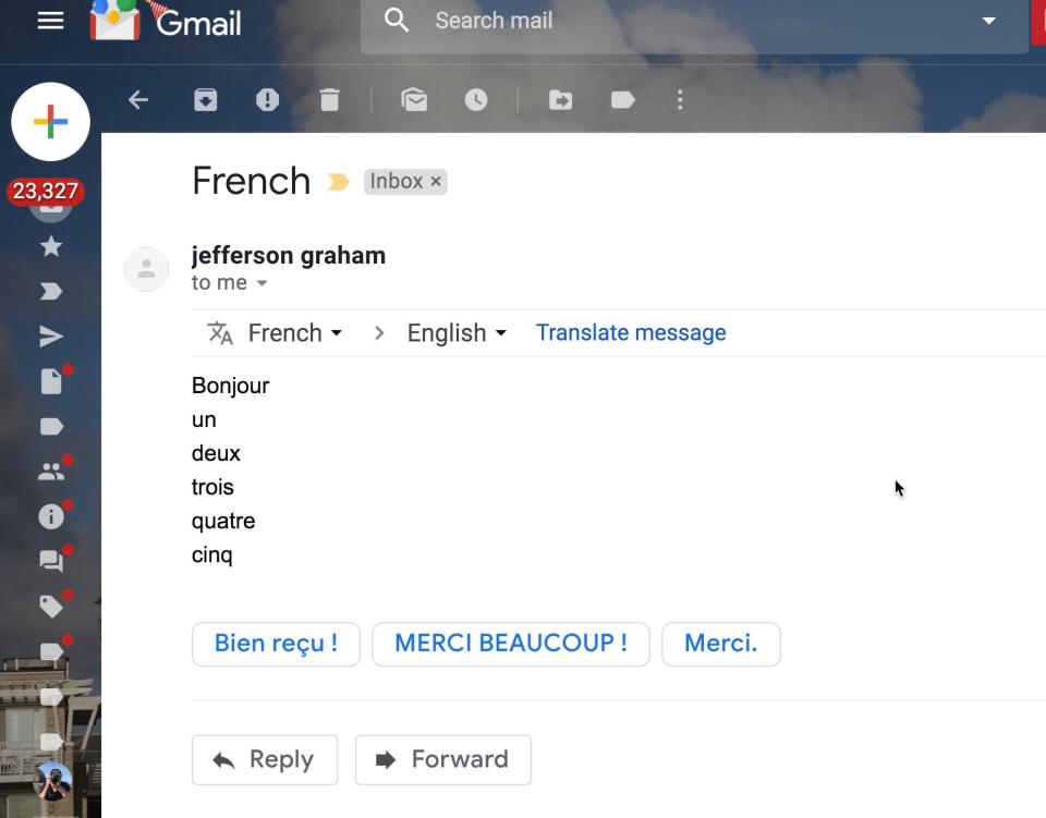 Translate e-mails is a Gmail feature