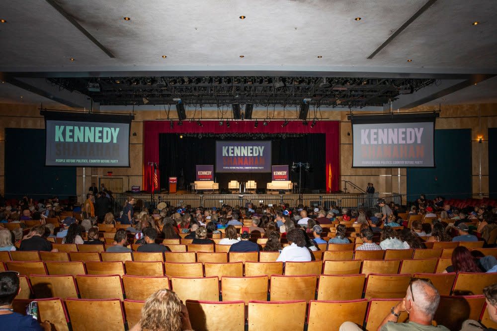 Supporters attend a screening for "Recovering America", a documentary that features Kennedy, at the Kiva Auditorium in Albuquerque on June 15.<span class="copyright">David Williams for TIME</span>