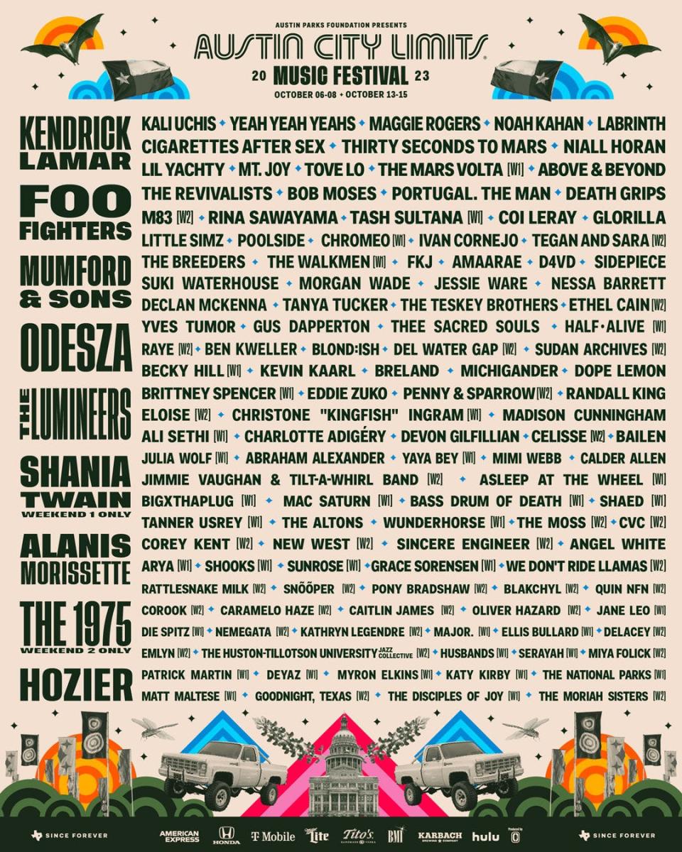 Kendrick Lamar, Foo Fighters, Shania Twain to headline ACL Fest 2025