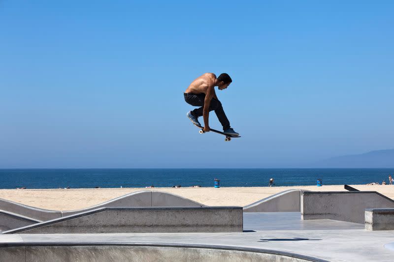 skateboarder at venice beach