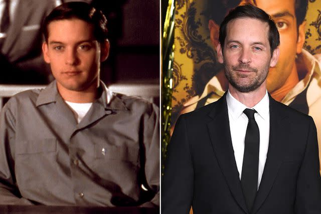 <p>Courtesy Everett Collection;Getty</p> Tobey Maguire in 'Pleasantville' and now