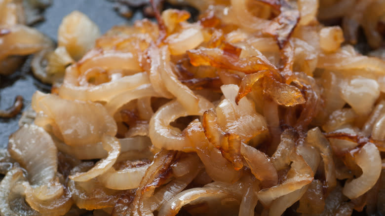 Caramelized onions in a pan