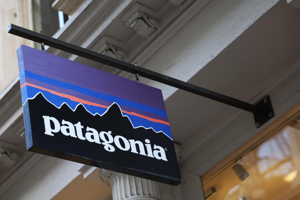 A Patagonia store signage is seen on Greene Street on September 14, 2022 in New York City.