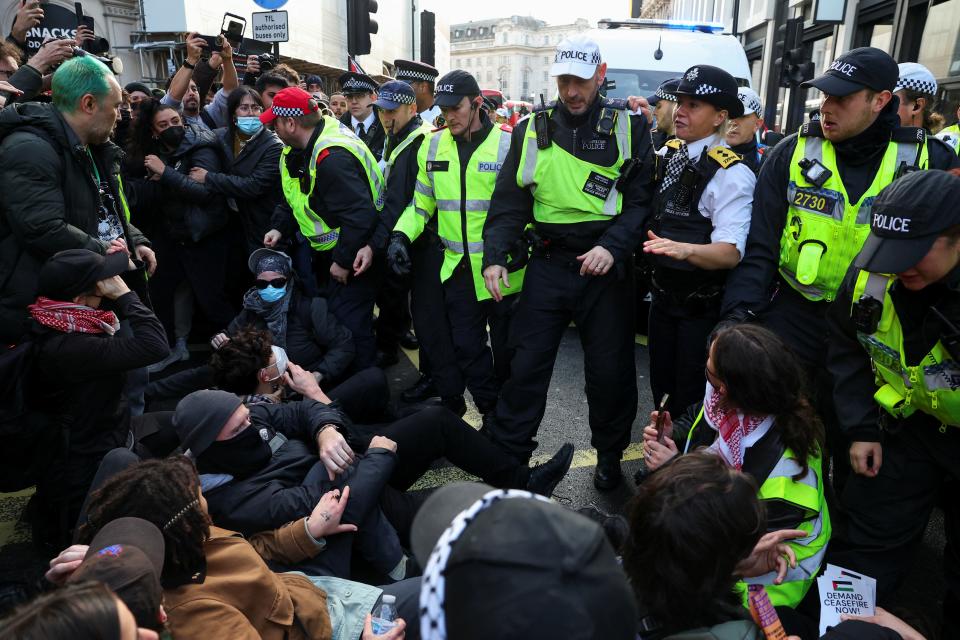 Three people were arrested after protests today (REUTERS)