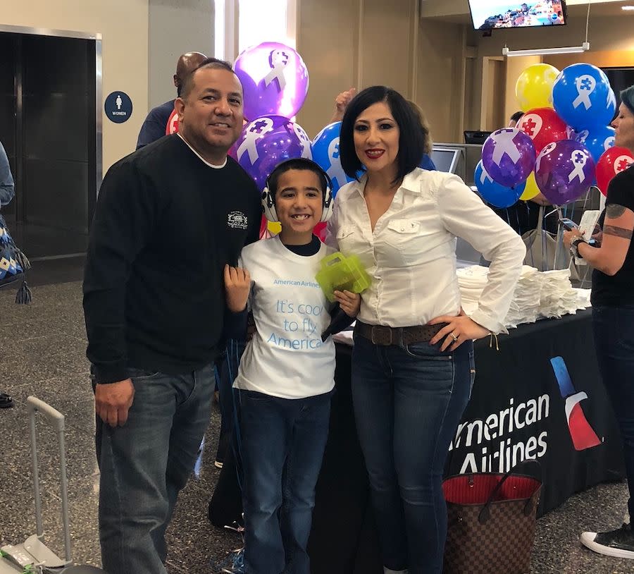 Jesus, Michael and Annette Martinez participated in American Airlines' "It's Cool to Fly" program for children with autism. (Photo Courtesy of Annette Martinez)