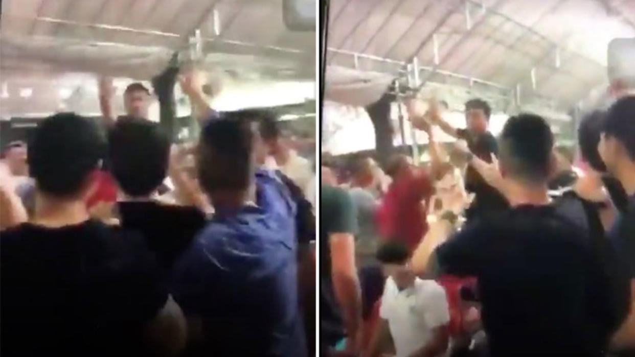 Screengrabs of the video that circulated online, which showed the alleged suspect performing at a Seventh Month celebration in Yishun last year.