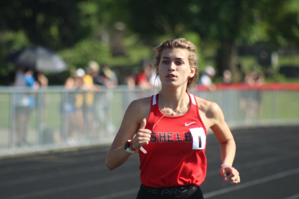 Shelby's Kayla Gonzales won her third straight MOAC title in the 3,200 on Thursday. She also won the 1,600.