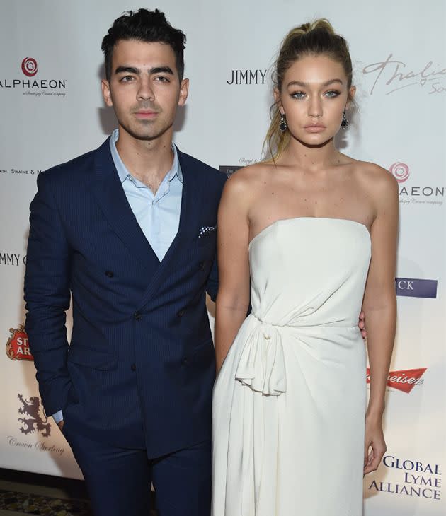 Foster's daughter Gigi Hadid made her red carpet debut with boyfriend Joe Jonas. Photo: Getty