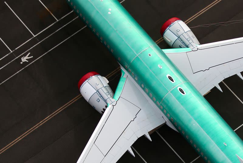 Aerial view of Boeing planes