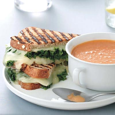 Grilled Cheese-and-Kale Sandwiches with Tomato Soup