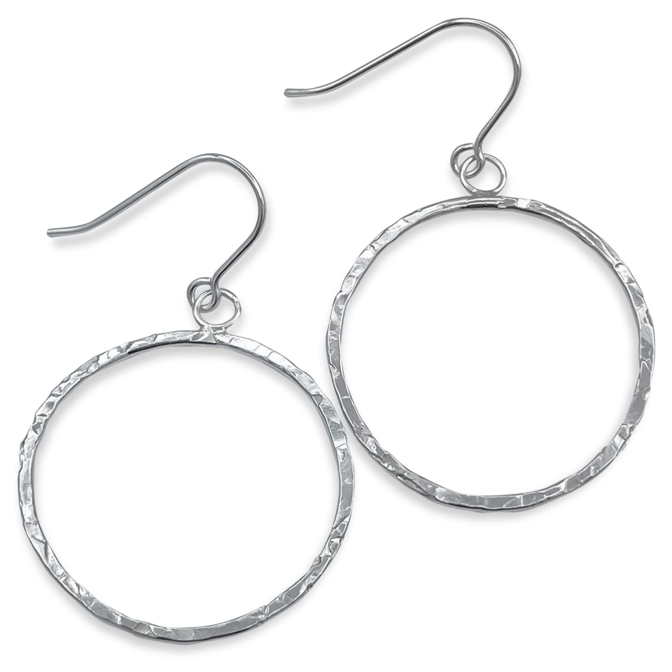 En Mi Silver Drop Dangle Hoop Earrings