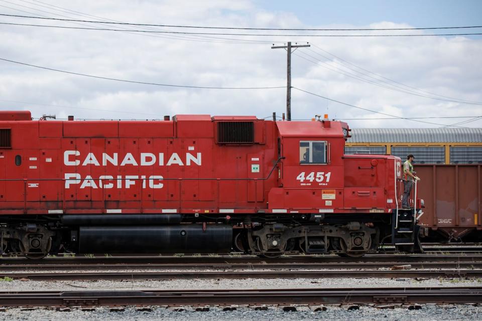 Rail cars are pictured at the CPKC Toronto Yard, in Scarborough, on Aug. 20, 2024.