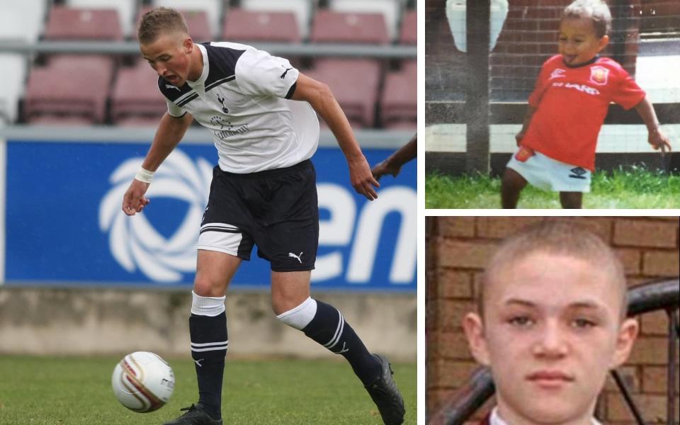 Clockwise from left: Harry Kane, Jesse Lingard and Kieran Trippier in their early days