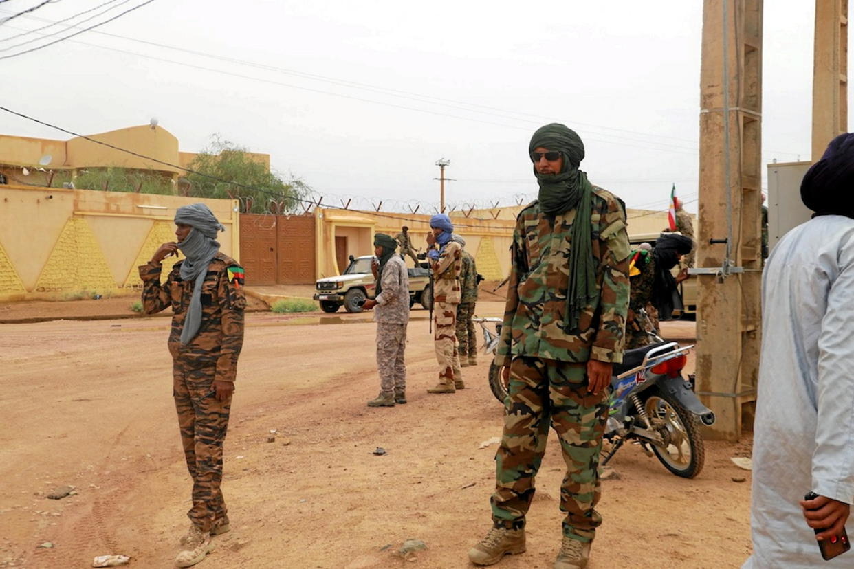 Des combattants touaregs du Mouvement national de libération de l’Azawad, à Kidal, le 28 août 2022.   - Credit:SOULEYMANE AG ANARA/AFP