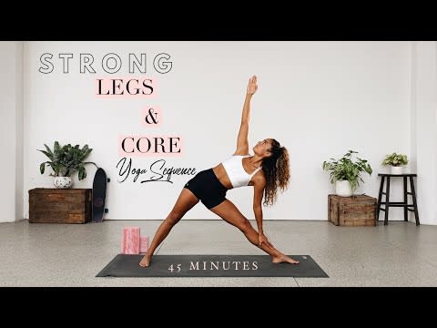 <p>Not every leg workout needs to be strength training based, something Shona Vertue can show you with this lower body and core strengthening flow. We love to 'Om' it. </p><p><strong>How long? </strong>45 minutes</p><p><strong>Equipment: </strong>Yoga mat, block<strong><br></strong></p><p><a href="https://www.youtube.com/watch?v=xQJyuQigZYM&ab_channel=ShonaVertue" rel="nofollow noopener" target="_blank" data-ylk="slk:See the original post on Youtube;elm:context_link;itc:0;sec:content-canvas" class="link ">See the original post on Youtube</a></p>