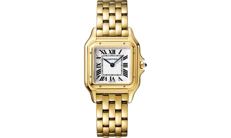 Her everyday timepiece is a Panthère de Cartier. Seen here is one of the newest versions of the iconic watch, a medium model in 18-karat yellow gold; ,000 at Cartier New York. - Credit: Courtesy of Brand