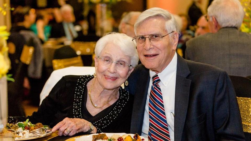 Ralph Lowenstein, with his wife Bronia, at a tribute held in his honor at B’Nai Israel synagogue in Gainesville in 2019.