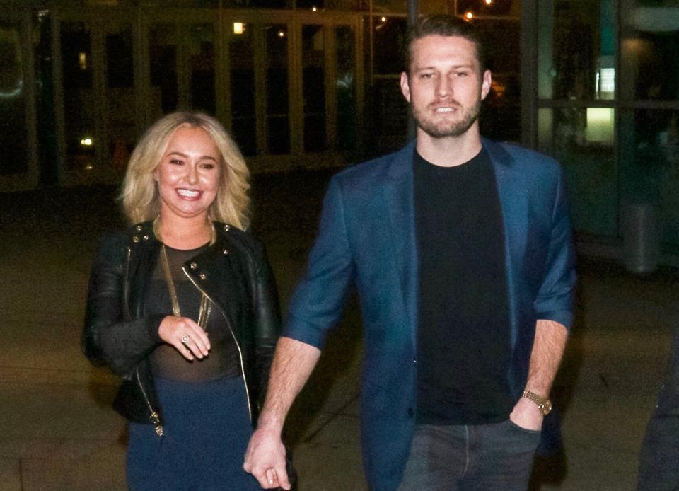 Hayden Panettiere’s boyfriend Brian Hickerson, pictured with her in January, has been arrested for domestic violence. The pair reportedly had an altercation early Thursday morning in L.A., which became physical. (Photo: gotpap/Bauer-Griffin/GC Images)