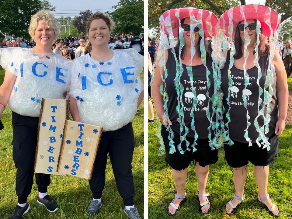 Twins dressed as "shiver me timbers" and jellyfish at the Twins Days festival.