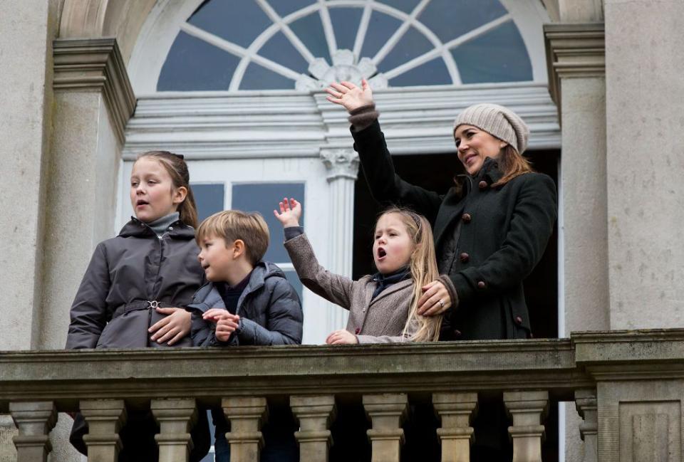 crown princess mary and children attend the yearly hubertus hunt at the woodland park 'dyrehaven' near copenhagen
