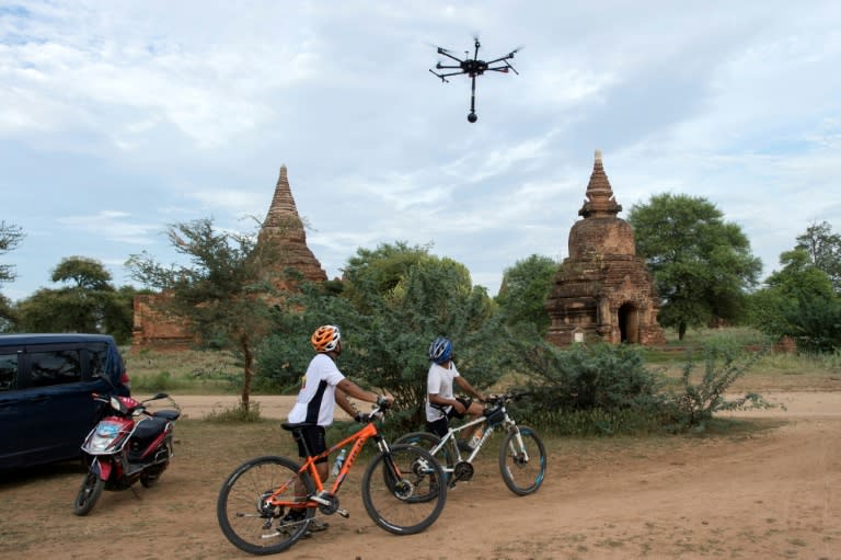 The data recorded by drones allows those with virtual reality headsets to explore Myanmar's temples, their crumbling centuries-old walls so close it feels like you can touch them