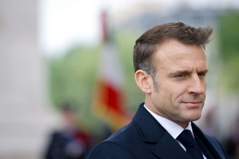 Le président Emmanuel Macron, le 8 mai 2024 à Paris (Johanna Geron)