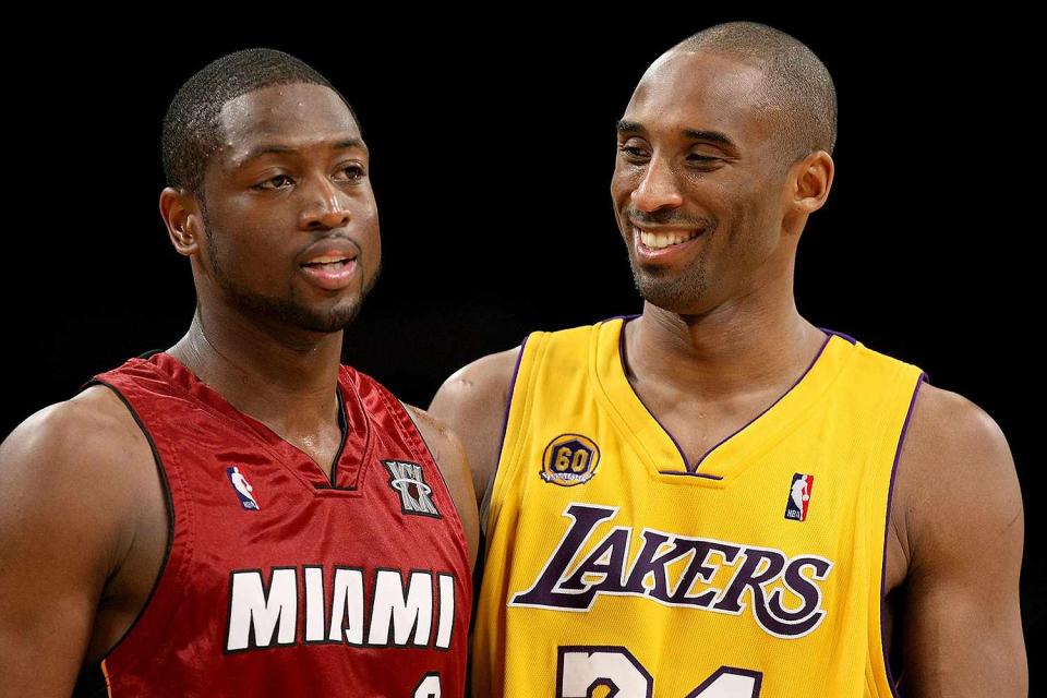 <p>Stephen Dunn/Getty </p> Dwyane Wade and Kobe Bryant