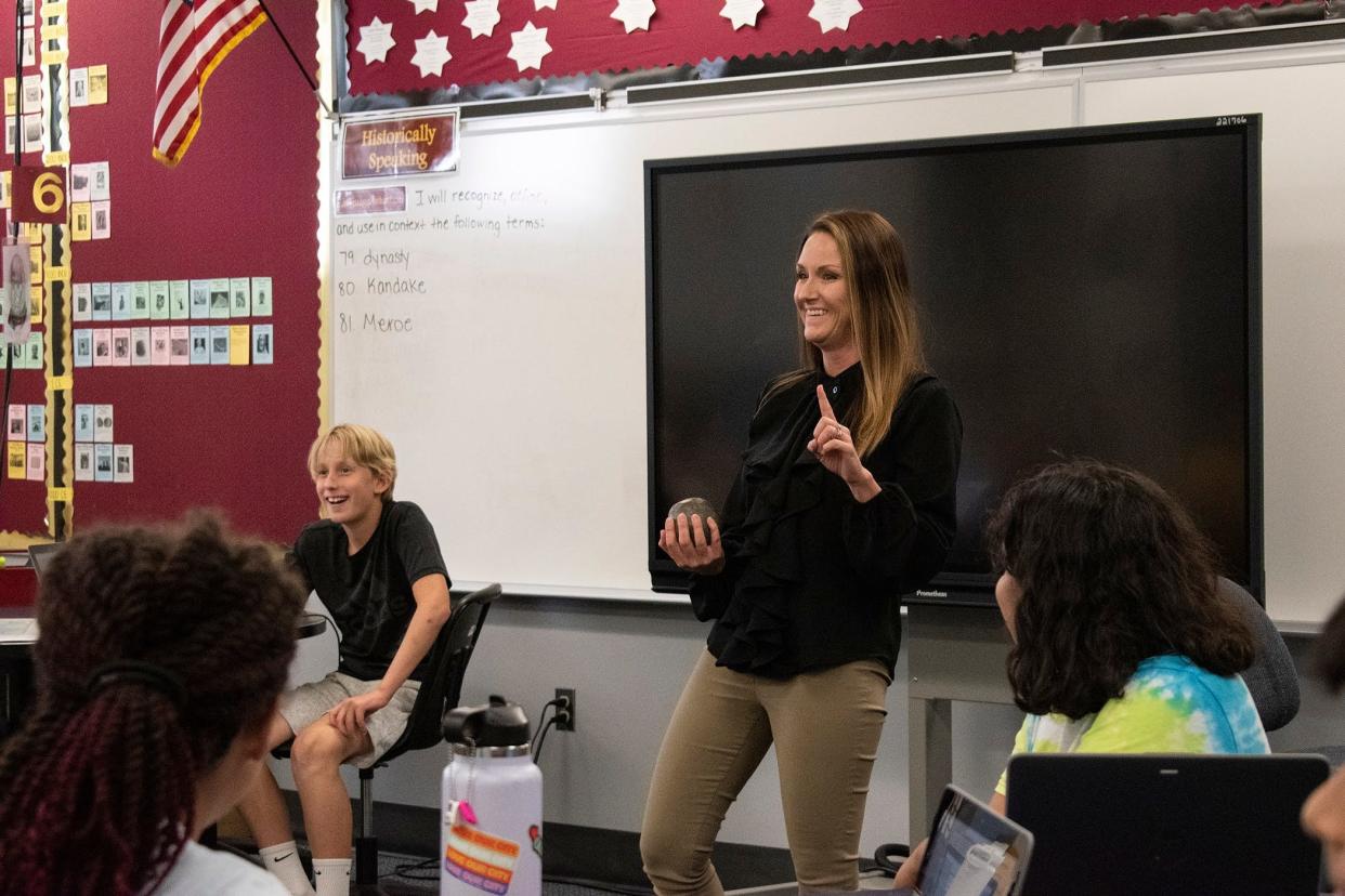 Jennifer Jaso, Sarasota County's 2022 Teacher of the Year, in her classroom at Sarasota Middle.