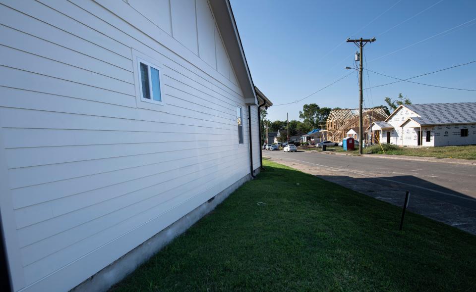 Now: A house stands repaired Monday, Aug. 17, 2020 in Nashville, Tenn. A tornado ripped through the North Nashville neighborhood March 3, 2020 damaging homes early that morning.