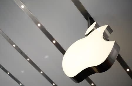 The Apple logo is pictured inside the newly opened Omotesando Apple store at a shopping district in Tokyo June 26, 2014. REUTERS/Yuya Shino