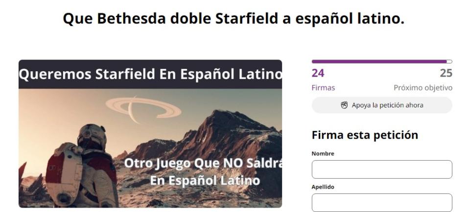 Petición exige localización de Starfield al español latino