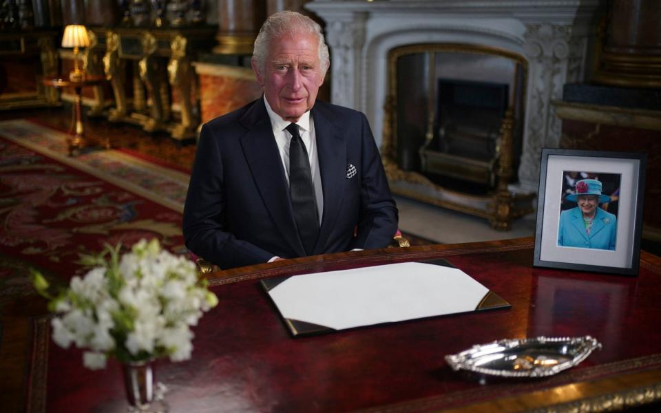 Britain's King Charles III delivers his address to the nation and the Commonwealth from Buckingham Palace - Yui Mok/PA 