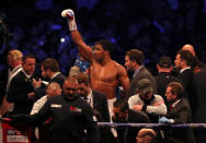 Boxing - Anthony Joshua v Alexander Povetkin - WBA Super, IBF, WBO & IBO World Heavyweight Titles - Wembley Stadium, London, Britain - September 22, 2018 Anthony Joshua celebrates his win against Alexander Povetkin Action Images via Reuters/Peter Cziborra