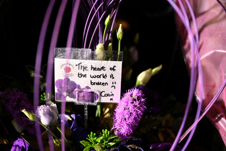 Flowers are seen outside the gates at Hillsborough castle, Queen Elizabeth II's place of residence whilst visiting Northern Ireland, after Britain's longest-reigning monarch and the United Kingdom's figurehead for seven decades, died aged 96, at Royal Hillsborough, Northern Ireland September 8, 2022. REUTERS/Clodagh Kilcoyne