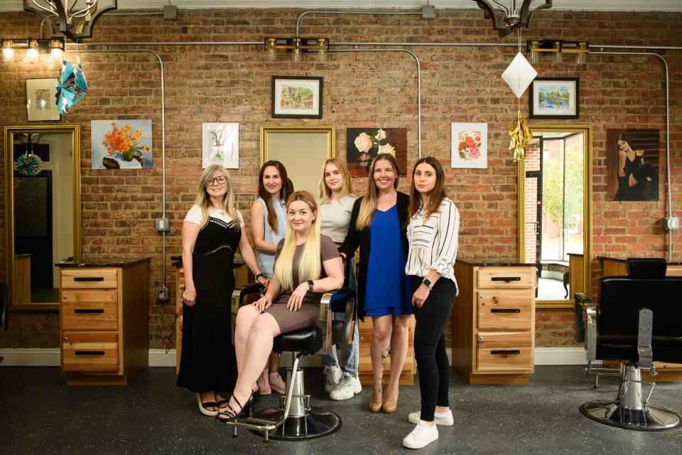 The staff of Beauty Beyond Borders — Ksenia Afanasieva, left to right, Olga Davydenko, Olga Seryodkina, Diana Bagwell, Alena Barosa and Nataliia Kurylo.