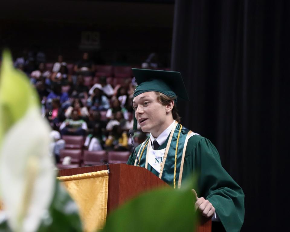 Valedictorian Connor McCord gives his speech to the graduating class of 2022. Connor will be continuing his academic career at Princeton University next year.