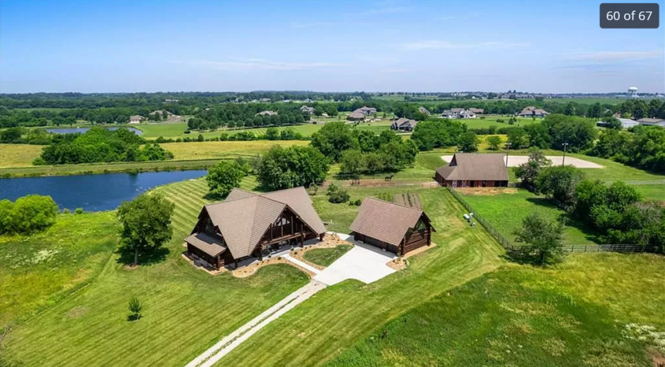 The property for sale at 13708 South Missouri 7 Highway in Greenwood, Missouri, is seen in this aerial photograph.