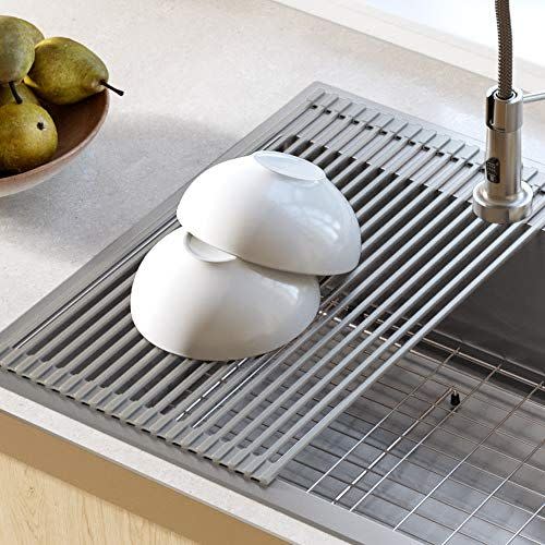 6) Over-the-Sink Multipurpose Roll-Up Dish Drying Rack