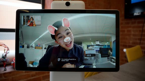Augmented reality masks on Facebook's Portal+.