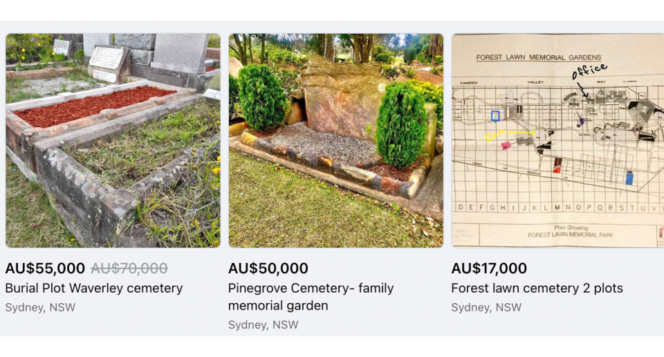 An extract of more expensive Sydney graves advertised on Gumtree. 