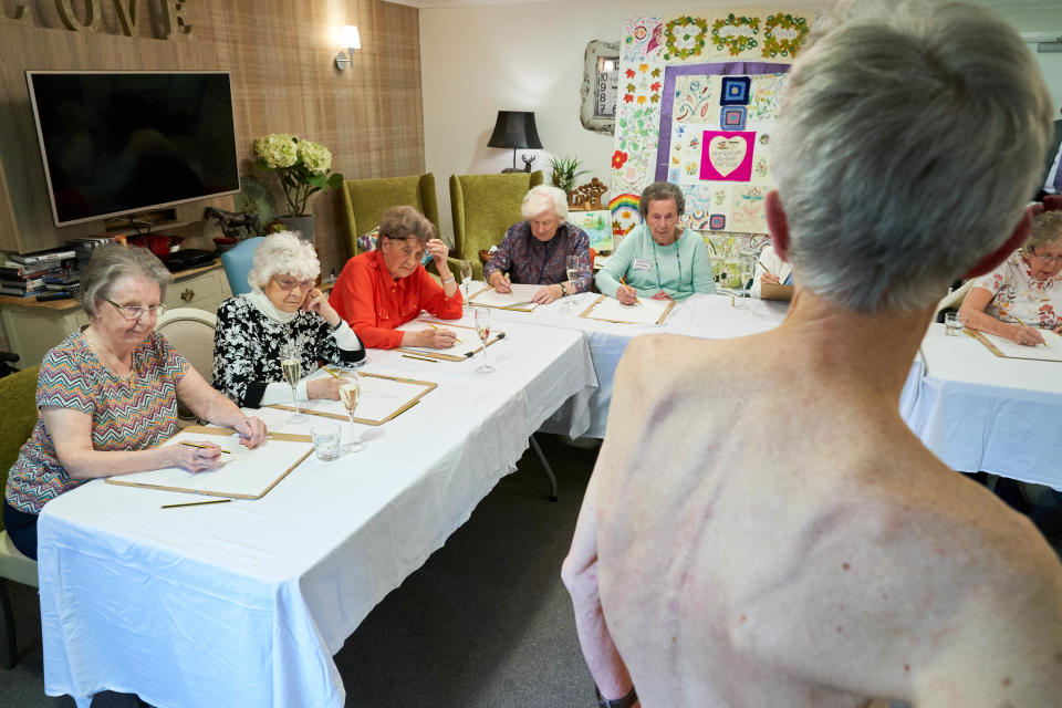 Some 10 care home residents took part in the life drawing class. [Photo: Simon Jacobs]