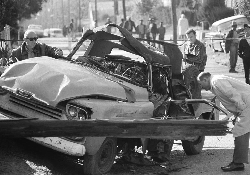Natchez police and agents from the FBI inspect a truck in Natchez, Mississippi, Feb. 28, 1967, which exploded from a bomb blast and killed Wharlest Jackson, ex-treasurer of the local NAACP. The Natchez Museum of African American History and Culture has received a $1,450 grant to create a map highlighting the civil rights movement in Natchez. Mayor Dan Gibson said the map will help tell the full history of Natchez. Visit Natchez spokesman Roscoe Barnes III said the map is a joint project between the museum and the Natchez Civil Rights Trail Committee. (AP Photo)