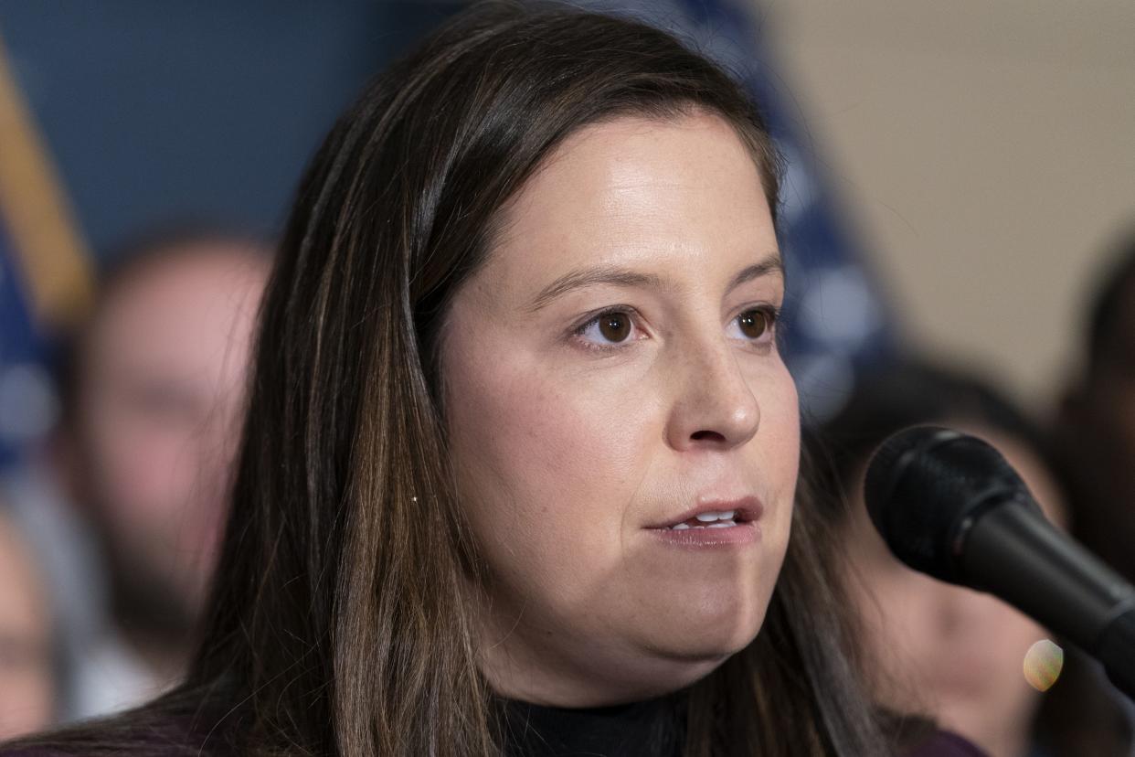 Rep. Elise Stefanik (R-N.Y.) speaks during a Republican news conference ahead of the State of the Union on Capitol Hill in Washington, D.C on Tuesday, March 1, 2022.