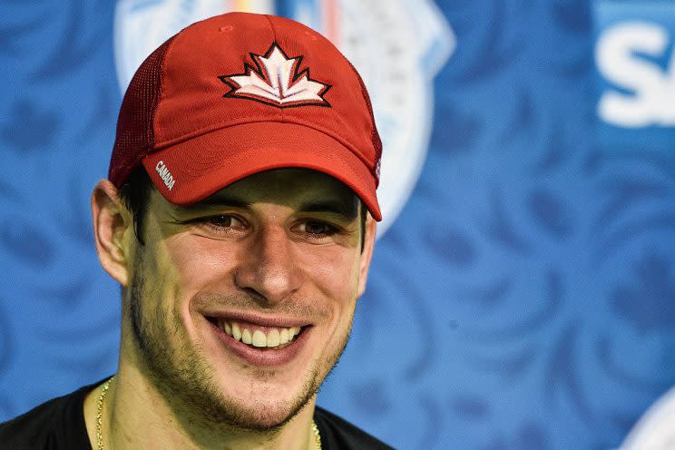 TORONTO, ON - SEPTEMBER 24: Sidney Crosby #87 of Team Canada addresses the media during the World Cup of Hockey 2016 against Team Russia at Air Canada Centre on September 24, 2016 in Toronto, Ontario, Canada. Team Canada defeated Team Russia 5-3. (Photo by Minas Panagiotakis/World Cup of Hockey via Getty Images)