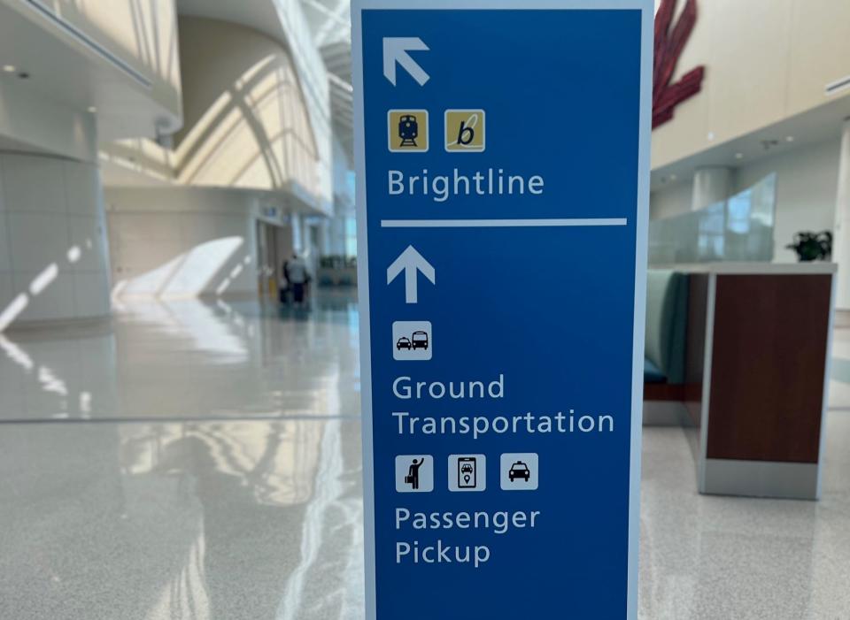 Brightline sign at Orlando station.