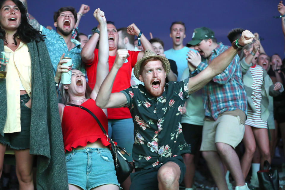 England fans are celebrating after a dramatic win over Colombia