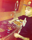 Celebrity photos: Who’d have thought that Chris Brown would be such a pro in the kitchen? He cooked dinner for his girlfriend and seemed to do a rather good job.